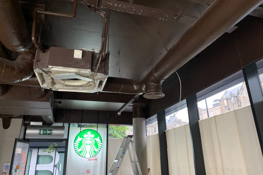 Starbucks sign on the window