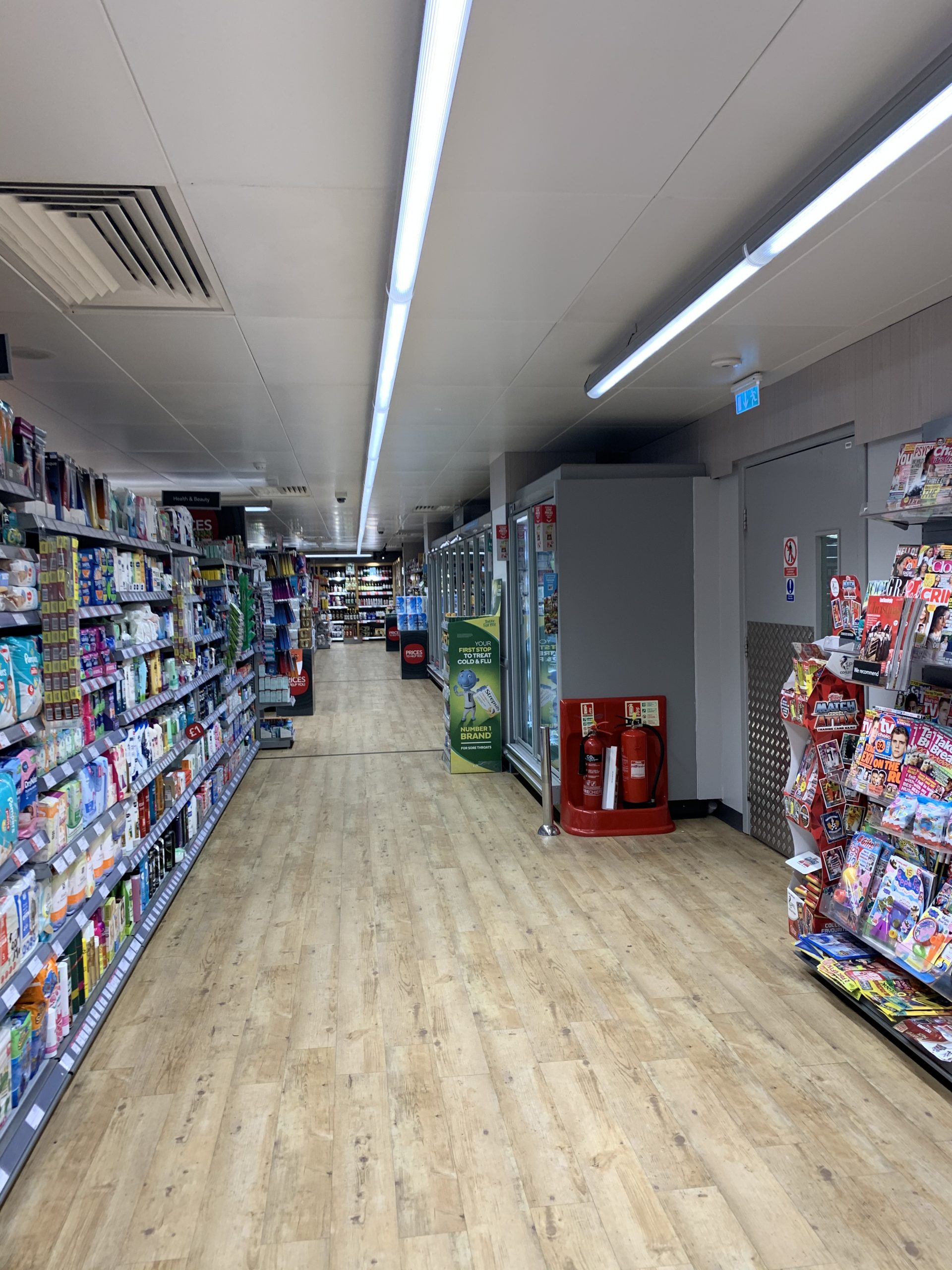 Looking down the isle in the CO-OP